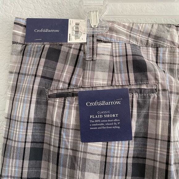 Croft & Barrow Gray Plaid Mens Shorts Size 40 NWT - Picture 5 of 6